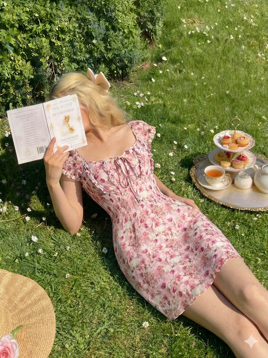 Elegant French Floral A-Line Mini Dress for Women | Casual Date Wear [Floral A-Line Mini Dress]